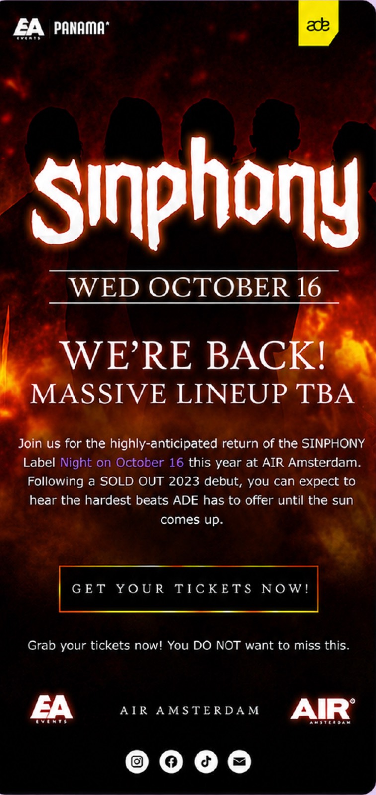 Sinphony Label Night ticket-sales email